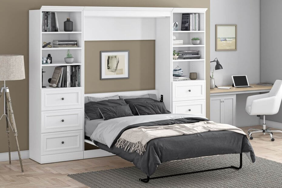 Modern space-saving bed with storage drawers